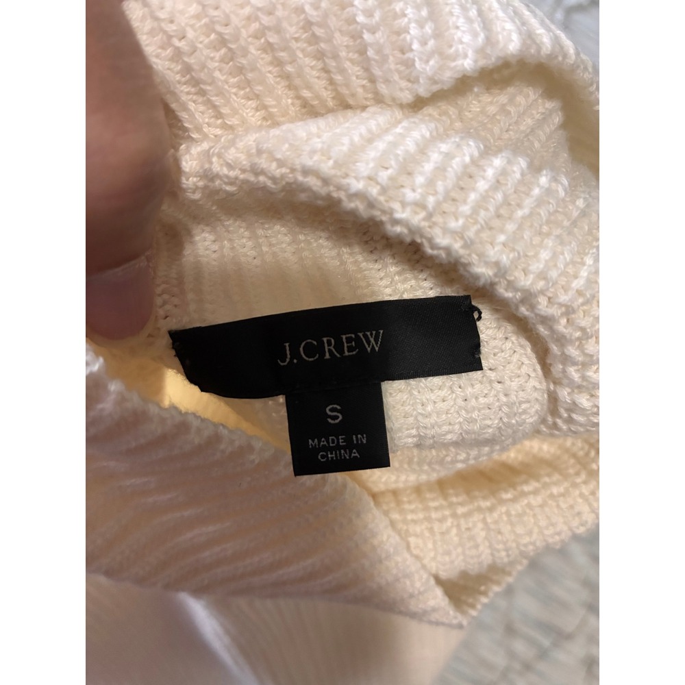 J.Crew Womens Cream Shaker Stitch Turtleneck Sweater Relaxed Fit Pullover Size S - Picture 3 of 14